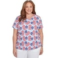 thumbnail image 1 of Alfred Dunner Womens Plus-Size Flag Heart Top With Side Ruching, 1 of 4