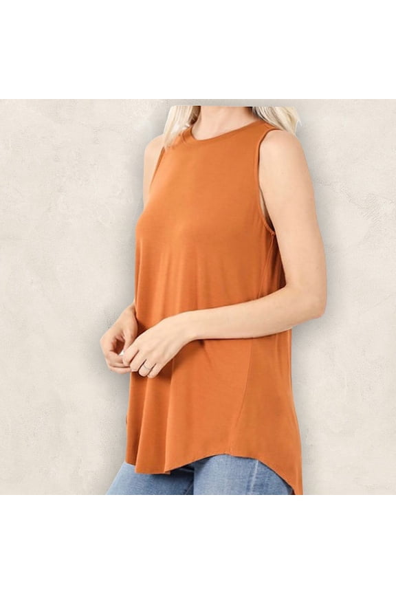 Plus Size Almond Hi Low Hem Tank