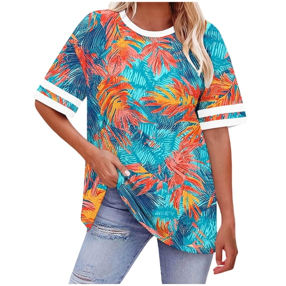 Plus Size American Flag Shirt Women 4th of July USA Stars Stripes T-Shirt Patriotic Summer Tunic Tops