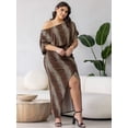 thumbnail image 1 of Plus Size Animal Batwing Sleeve Front Slit Maxi Dress, 1 of 3