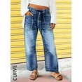 thumbnail image 1 of Plus Size Apay Women`s Jeans High Waisted Tie Ties and Elastic Waist Design Fashion Trends Casual and Versatile Regular Sizes, 1 of 10
