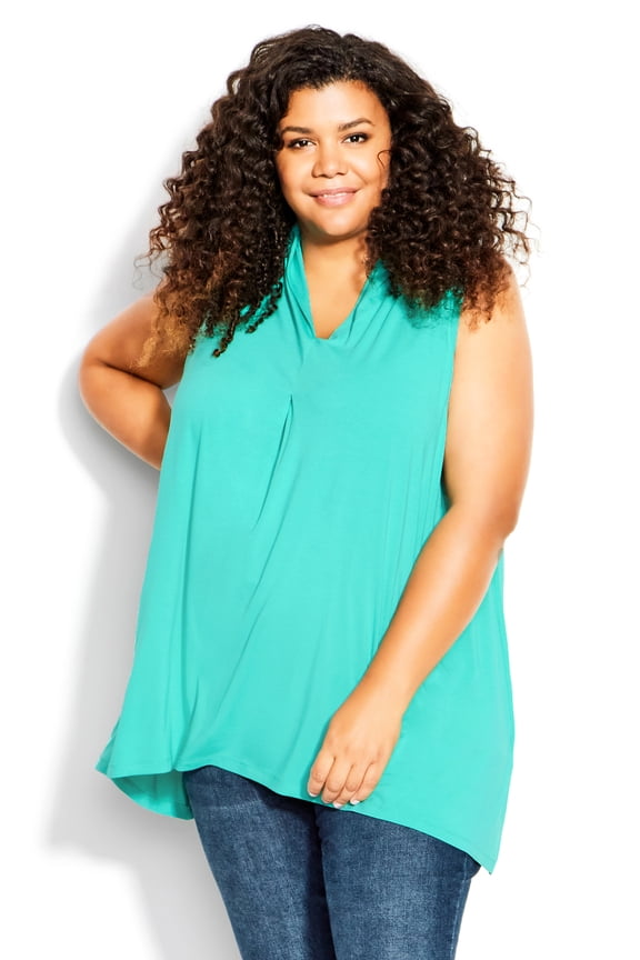 Plus Size Aria Pleat Top Emerald 1X