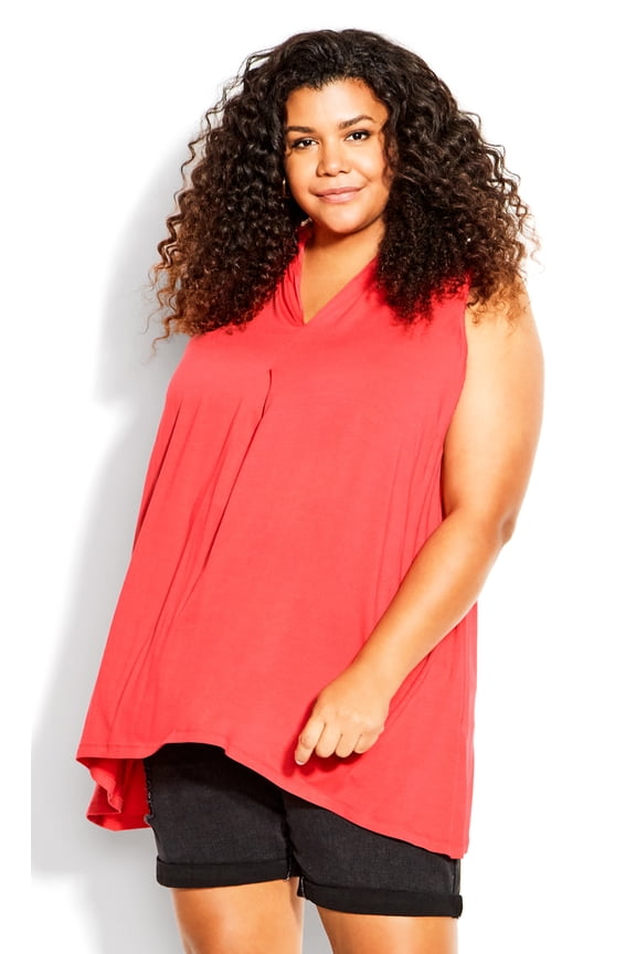 Plus Size Aria Pleat Top Watermelon 2X