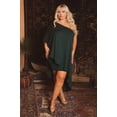 thumbnail image 1 of Plus Size Asymmetric Draped Dress - Hunter Green, 1 of 5