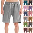 thumbnail image 1 of Plus Size Athletic Shorts for Women Casual Solid Color Elastic Waist Drawstring Beach Shorts Gym Shorts Women Pants for Summer, Size S-5XL, 1 of 5
