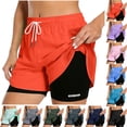 thumbnail image 1 of Plus Size Athletic Yoga Shorts for Womens Striped Printed Drawstring Wide Leg Loose Casual Pocket Shorts Pants, 1 of 9