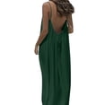 thumbnail image 1 of Plus Size Backless Dress Womens Beach Spaghetti Strap Long Open Back Dress Summer Vacation Cami Sundress Army Green, L, 1 of 7