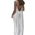 thumbnail image 1 of Plus Size Backless Dress Womens Beach Spaghetti Strap Long Open Back Dress Summer Vacation Cami Sundress White, 3XL, 1 of 7