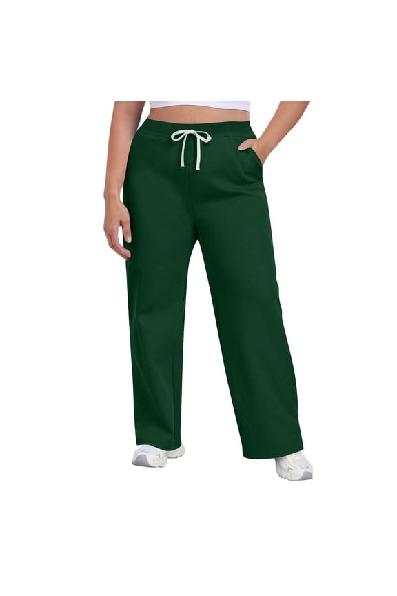 Plus Size Baggy Sweatpants For Women With Pockets Wide Leg Drawstring Sweat Pants Lounge Long Warm Joggers Pants