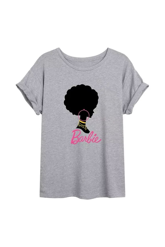 Plus Size Barbie Logo Short Sleeve Graphic Tee for Women, Gray, 2X