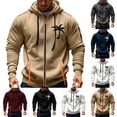thumbnail image 1 of Plus Size Baseball Jackets for Men Men's Cargo Solid Color Multiple Pockets Sports Ditness Training Long Sleeved Hooded Casual Jacket Black Xxl, 1 of 3