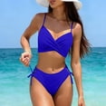 thumbnail image 1 of Plus Size Bathing Suit for Women Womens Cheeky Bikini Sets Ruched Two Piece Swimsuit Drawstring Mid Waisted Bathing Suit Summer Swim Suits Blue XL, 1 of 6