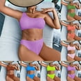 thumbnail image 1 of Plus Size Bathing Suits Womens Bathing Suits Womens Solid Two Piece Push-Up Pad Swimwear Swimsuit Beachwear Set Coffee S, 1 of 3