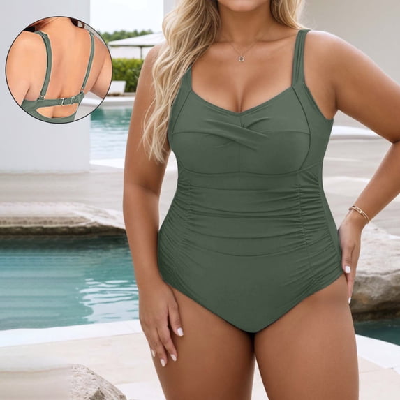 Plus Size Bathing Suits for Women Green Bathing Suit Woman Swimsuit 1 Piece Plus Size Beach Swimsuit