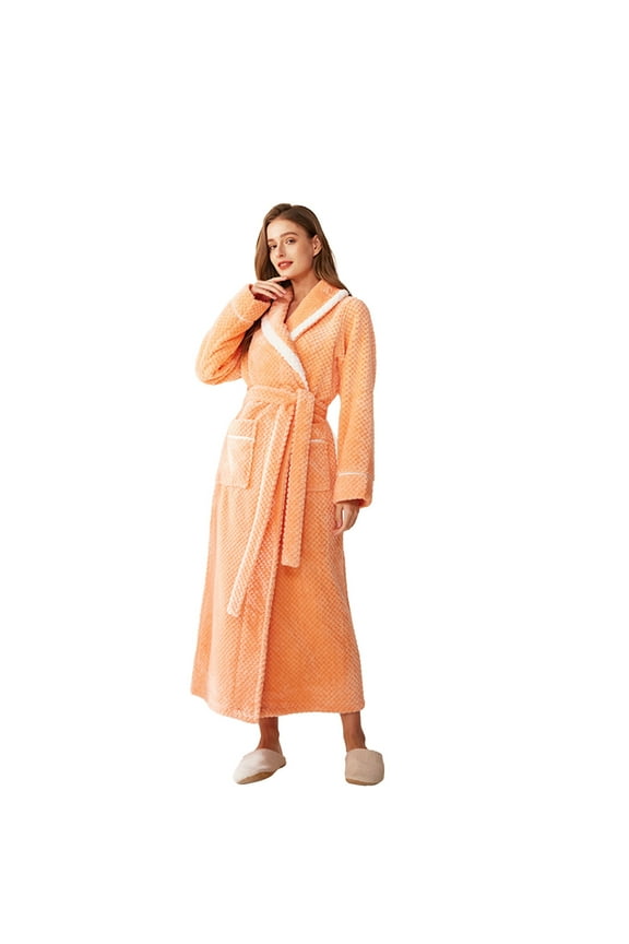 Plus Size Bathrobe for Women Fleece Women's Nightgowns & Sleepshirts Oversize Cozy Women's Robes House Womens Robe Orange