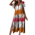 thumbnail image 1 of Plus Size Beach Dresses for Womens 2026 Fashion Summer Casual V-Neck Short Sleeve Solid Dress, 1 of 4