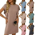 thumbnail image 1 of Plus Size Beach Dresses for Womens 2026 Summer Fashion Solid Color Sleeveless Crew Neck Dress, 1 of 8