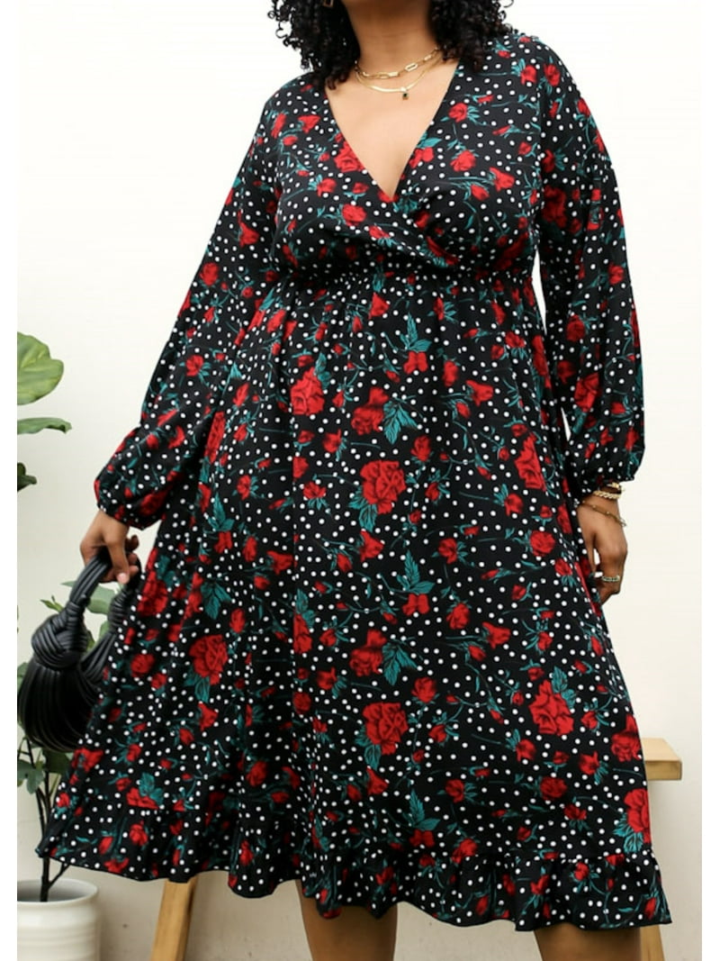 chinese dress ladies Plus Size Stretchy Wrap Floral Maxi Dress – 2020AVE