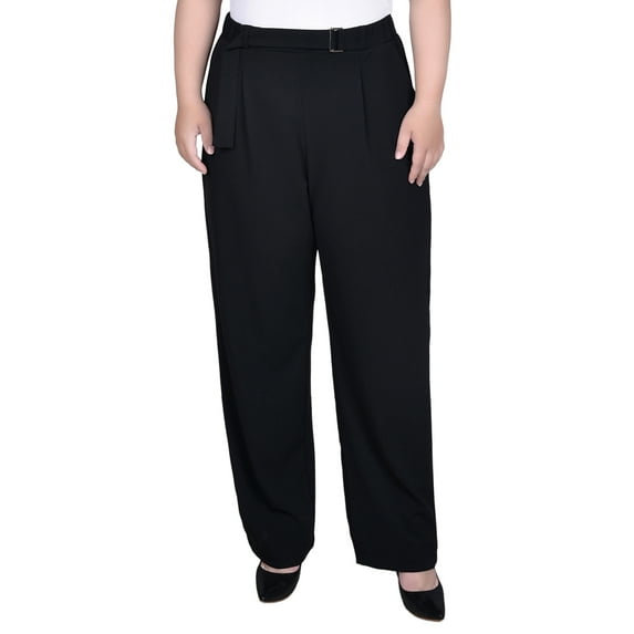 Plus Size Belted Scuba Crepe Pants