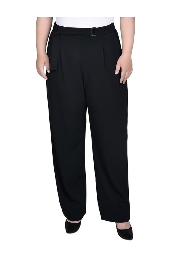 Plus Size Belted Scuba Crepe Pants