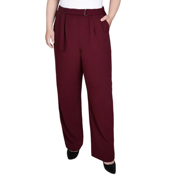 Plus Size Belted Scuba Crepe Pants