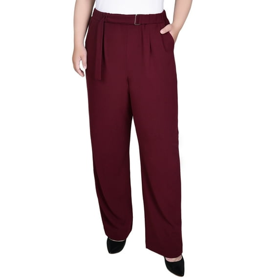 Plus Size Belted Scuba Crepe Pants