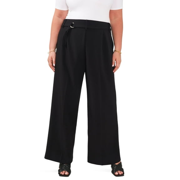 Plus Size Belted Wide-Leg Pants Rich Black 16W