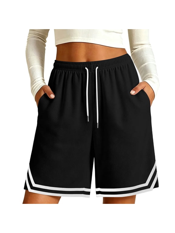Plus Size Bermuda Shorts For Women Cotton Wide Leg Short Pants Summer Drawstring Elastic Waisted Athletic Pants Track Shorts