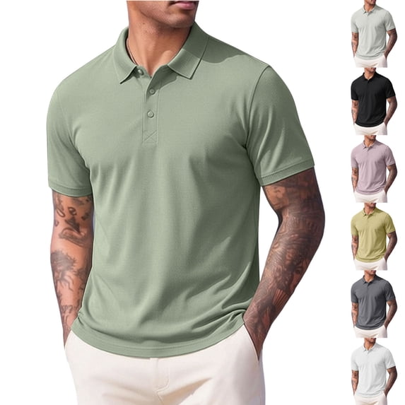 Plus Size Big & Tall Men's CasuaL Lapel Short Sleeve Shirt Summer Business Travel Golf Fishing Thin Loose Fit Cool Dry Tops Tee | JASKFLY,Pink 2XL