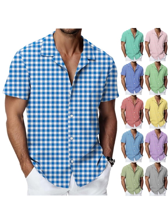 Plus Size Big & Tall Men's Casual Short Sleeve Printed Shirt Tops Summer Beach Button Down Shirt Vacation Tropical Style Blouse Quick Dry Breathable Comfort Fit Travel Fishing