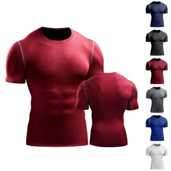 Plus Size Big & Tall, Men's Cotton Sports T-Shirt Quick Dry, Short Sleeve Crewneck Muscle Fit Tee, Breathable Athletic Top for Gym Workout, Running, Training, Casual Daily,