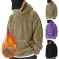 thumbnail image 1 of Plus Size Big & Tall Men's Heavyweight Fleece Hoodie Hooded Sweatshirt Long Sleeve Pullover Quarter Zip Solid Warm Color Casual Loungewear Gym Workout Streetwear Essential Gift, 1 of 9