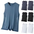 thumbnail image 1 of Plus Size Big & Tall, Men's Round Neck Sleeveless Solid Color T-Shirt, Muscle Fit Tank Top, Breathable Quick Dry Casual Gym Workout Athletic Top | TOPLIU,Dark Gray 5XL, 1 of 4