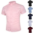thumbnail image 1 of Plus Size Big & Tall, Men's Short Sleeve Button Down Shirt Casual Print Top Turndown Collar Breathable Cotton Blend Summer Beach Vacation Streetwear Daily Wear | TOPLIU,Pink 3XL, 1 of 4