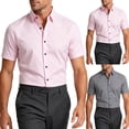 thumbnail image 1 of Plus Size Big & Tall, Men's Slim Stretch Shirt Casual Solid Color Tee Quick Dry Business Thin Button Down Relaxed Fit Breathable Summer Gym Golf Daily Work Streetwear | TOPLIU,Pink 5XL, 1 of 6