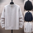 thumbnail image 1 of Plus Size Big & Tall Men's Solid Color Stand Collar Pullover Long Sleeve Sweatshirt Pocket Top Casual Sports Streetwear Daily Essential Gift for Him | JASKFLY,Dark Blue 3XL, 1 of 6