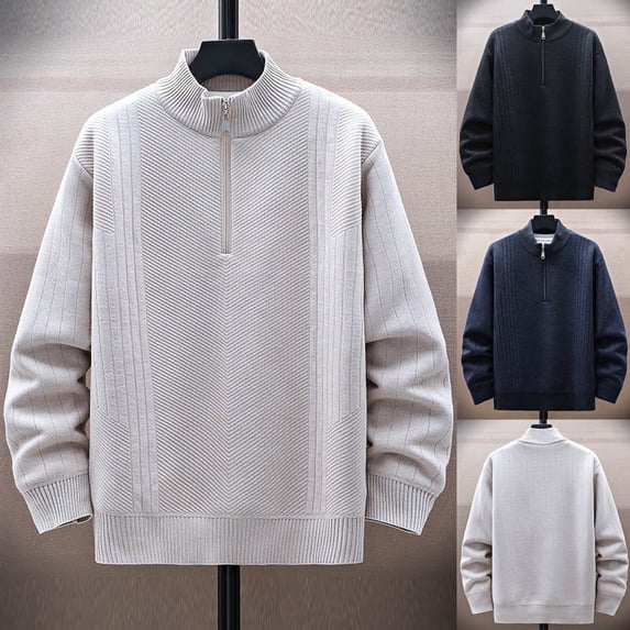 Plus Size Big & Tall Men's Solid Color Stand Collar Pullover Long Sleeve Sweatshirt Pocket Top Casual Sports Streetwear Daily Essential Gift for Him | JASKFLY,Dark Blue 3XL