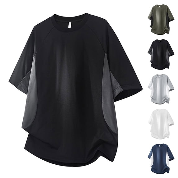 Plus Size Big & Tall Men's Solid Cool T-Shirts Short Sleeve Crewneck Basic Tee, Moisture Wicking Quick Dry Breathable Summer Shirt, Casual Daily Gym Workout Outfits, Modern