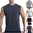 thumbnail image 1 of Plus Size Big & Tall Men's Solid Cotton Muscle Tank Top, Sleeveless Vest Stringer Beater, Crewneck Fine Strip Breathable, Quick Dry Cooling Gym Workout Casual Daily Streetwear, 1 of 6