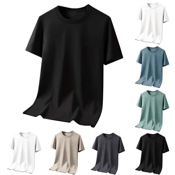 Plus Size Big & Tall Men's Summer Breathable Loose Crewneck Sweatshirt Top Tee Casual Solid Color Half Sleeve Drop Shoulder Quick Dry Travel Streetwear Vacation Outfits Fashion