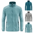 thumbnail image 1 of Plus Size Big & Tall Men's Sun Protection Sports Jacket Quick Dry Long Sleeve Full Zip Hooded Outdoor Casual Shirt Top | JASKFLY,Light Blue 3XL, 1 of 6