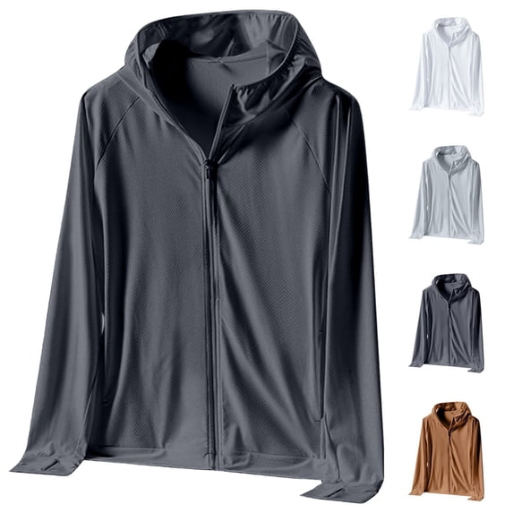 Plus Size Big & Tall Men's UPF 50+ Sun Protection Hoodie Ice Silk Cooling Fabric Quick Dry Long Sleeve Solid Color Outdoor Fishing Golf Hiking Running Athletic Shirt Travel