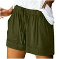 thumbnail image 1 of Plus Size Bike Shorts for Women New Womens Shorts Summer Comfy Cotton Elastic Waist Drawstring Casual Shorts with Pockets Green 5XL, 1 of 7