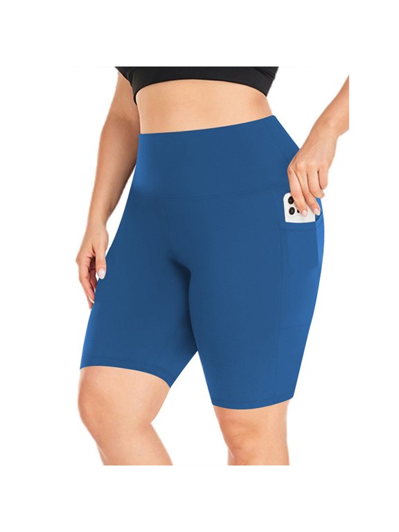 Plus Size Biker Shorts for Women - 8" Black High Waisted Tummy Control Spandex Workout Shorts (XL-5XL)