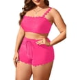 thumbnail image 1 of Plus Size Bikini Sets for Women High Waisted Two Piece Swimsuit Scalloped Trim Tie Front Bathing Suits, 1 of 5