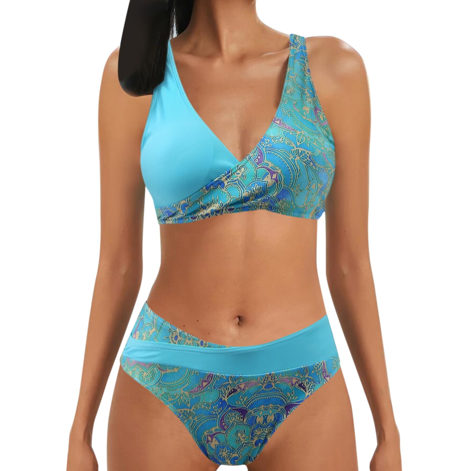 Plus Size Bikini Underwear Seamless Women's 2 Piece Bikini Bottoms Swimsuit Gradient Bathing