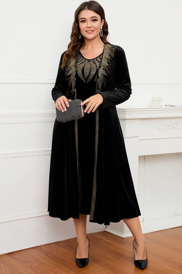 black pinstripe dress Two-Piece Embellished Set S