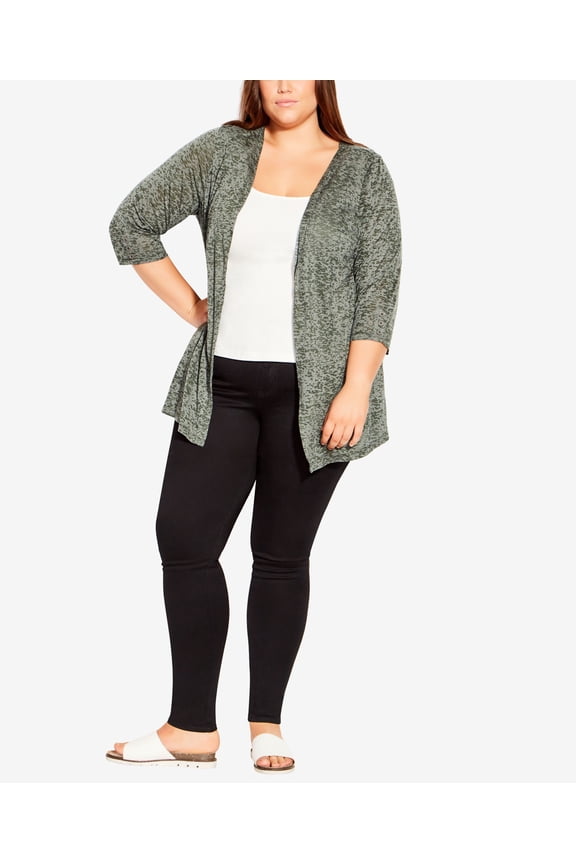 Plus Size Blair Burnout Cardigan Avocado 1X