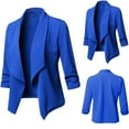 thumbnail image 1 of Plus Size Blazer  Dressy Solid Pleated Long Sleeve Suit Slim Open Front Lapel Cardigan Jacket Work Office Coat, 1 of 6