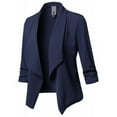 thumbnail image 1 of Plus Size Blazer  Dressy Solid Pleated Long Sleeve Suit Slim Open Front Lapel Cardigan Jacket Work Office Coat, 1 of 3